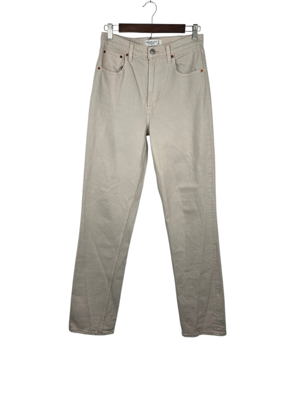 Abercrombie Fitch The 90 Straight Ultra High Rise Jeans Neutral Beige Size 4L 27